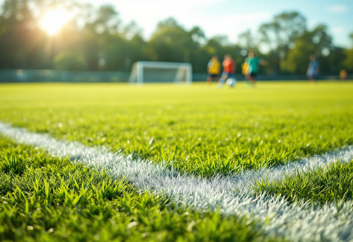 Giocatori di calcio dilettantistico in azione durante una partita