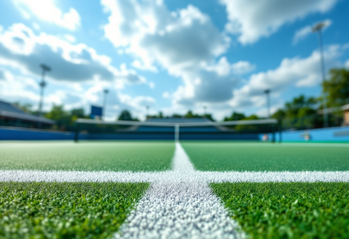 Holger Rune in azione durante un torneo di tennis