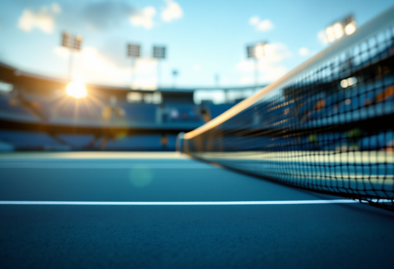 Jannik Sinner in azione durante un torneo di tennis