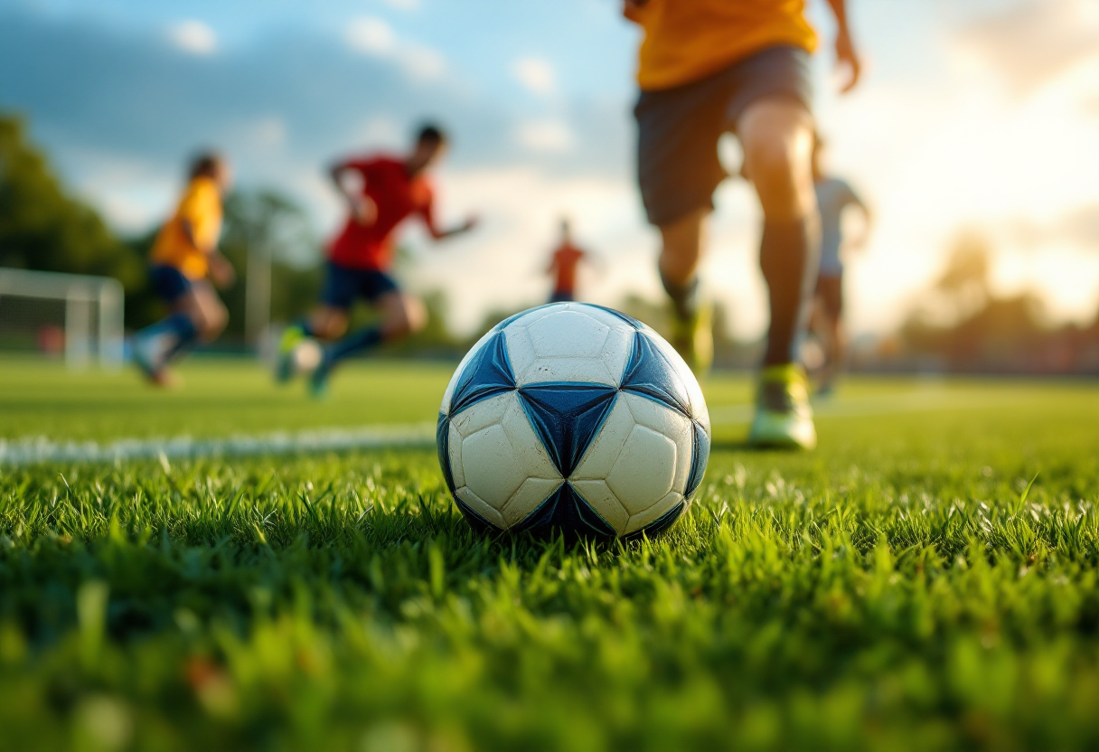 Giocatori in azione nella Kings League di calcio a 7