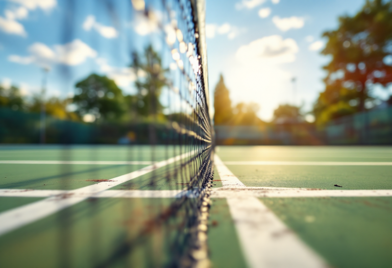 Mattia Bellucci in azione durante un torneo di tennis