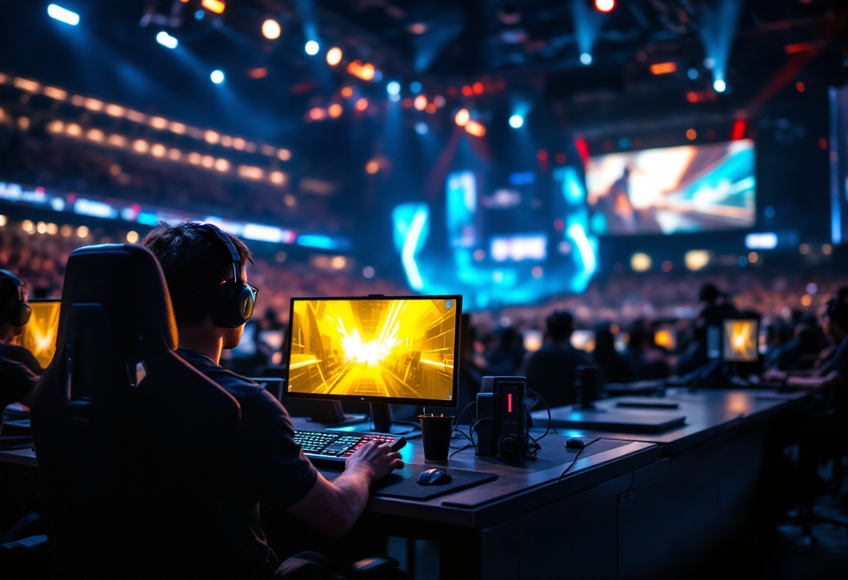 Giovani giocatori di esports in competizione