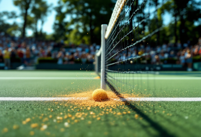 Giocatori di tennis in azione durante un incontro emozionante