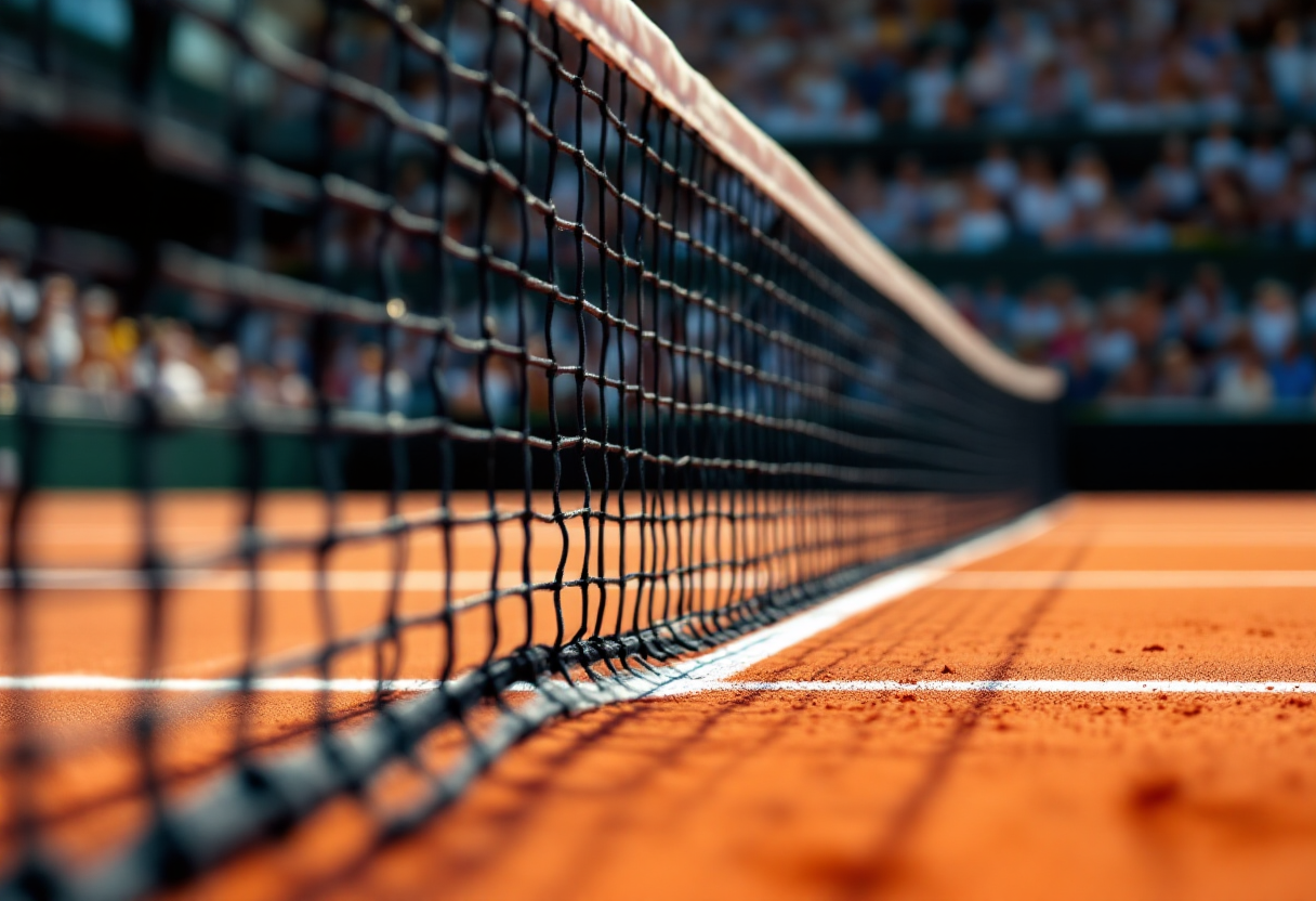 Campioni di tennis in azione durante una partita