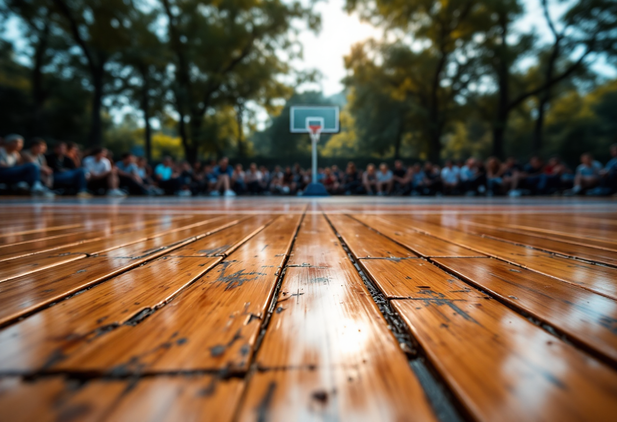 Giocatori in azione durante il derby Unahotels e Virtus