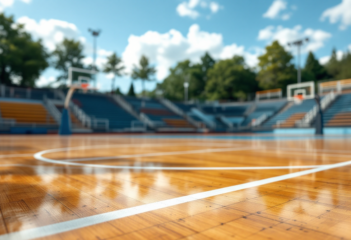 Giocatori di Dolomiti Energia e Germani Brescia in azione