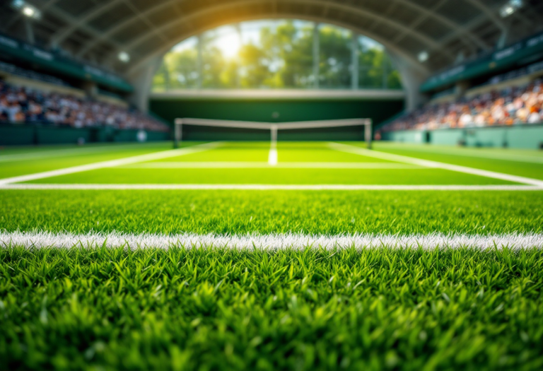 Emma Raducanu in azione durante un torneo di tennis