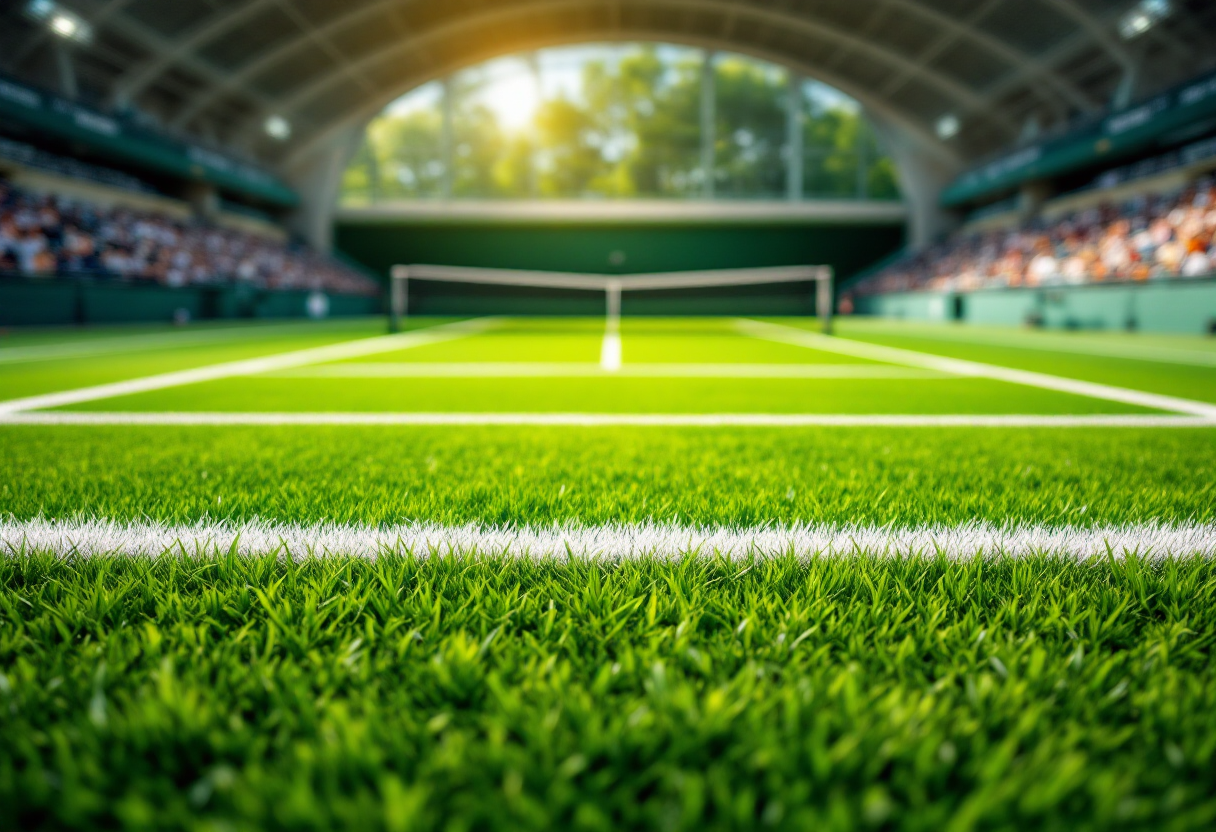 Emma Raducanu in azione durante un torneo di tennis