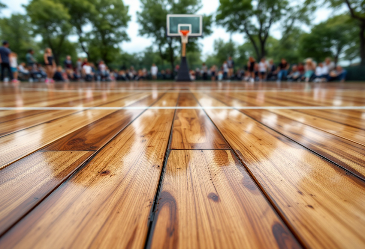 Giocatori di basket italiani in azione con logo NBA Europe