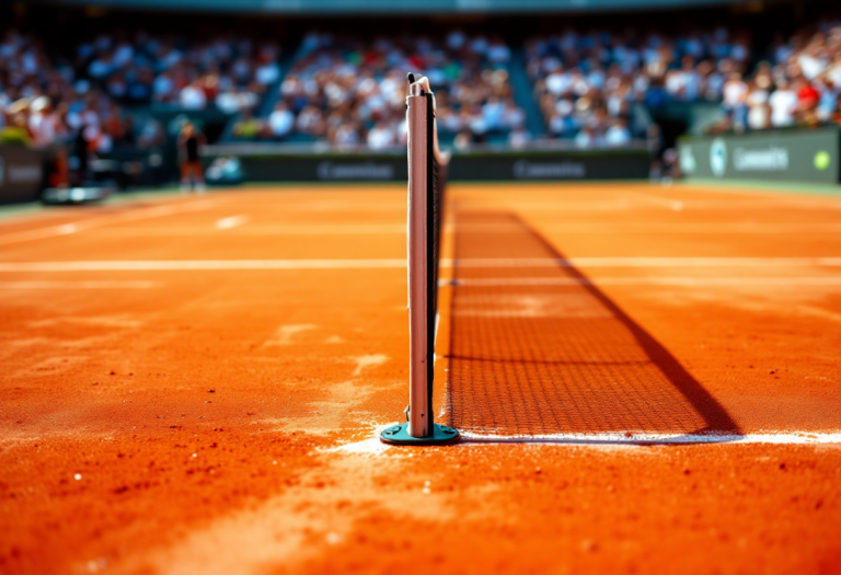 Hyeon Chung in azione durante un torneo di tennis