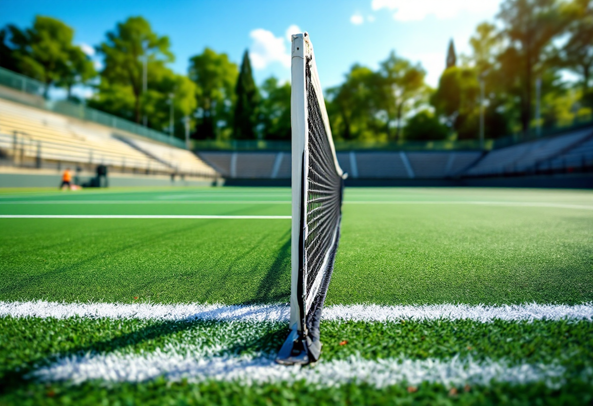 Giocatori di tennis in azione durante un torneo internazionale