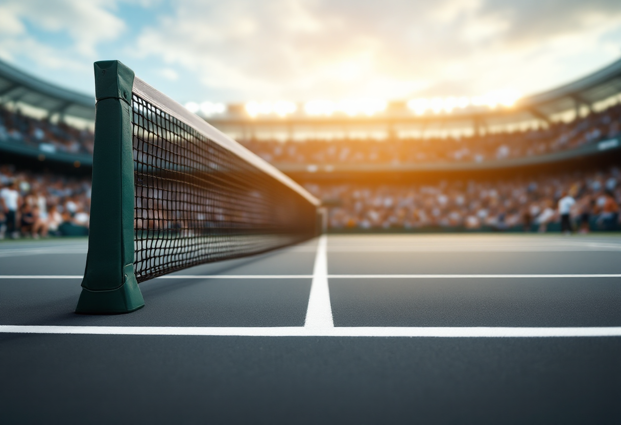 Jakub Mensik in azione durante le semifinali di tennis
