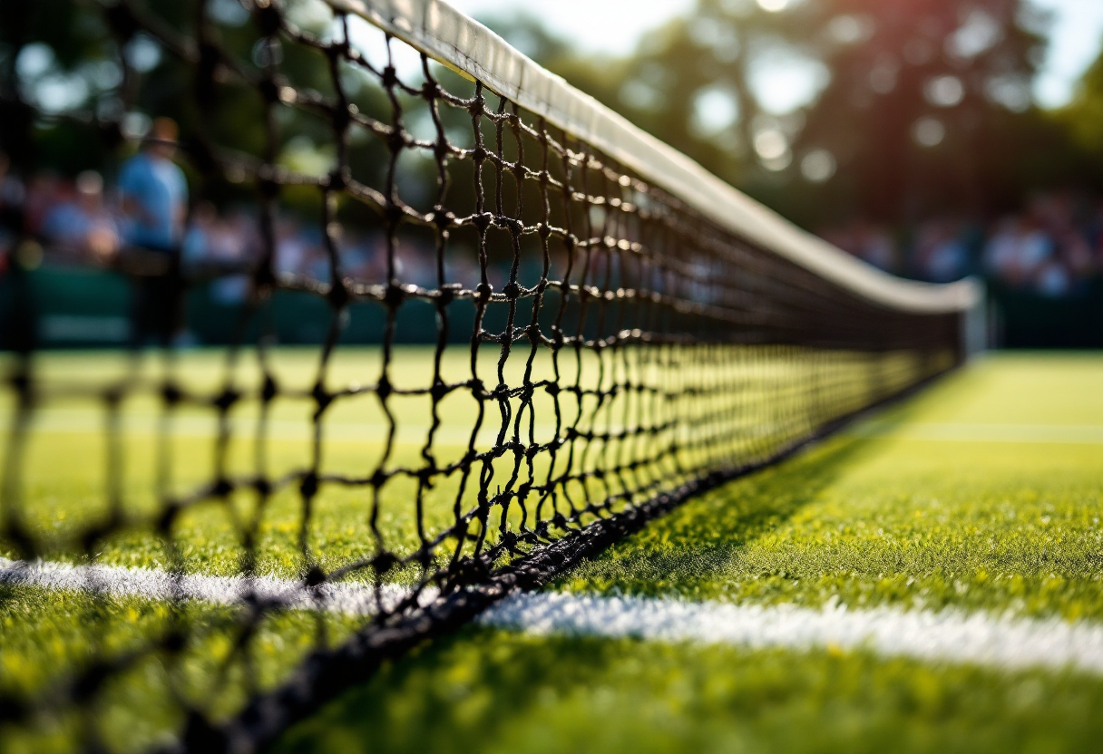 Giocatori di tennis in azione durante un torneo