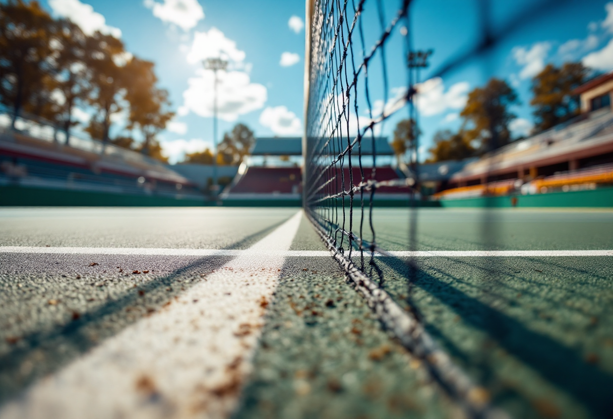 Matteo Berrettini in azione ai quarti di finale a Miami