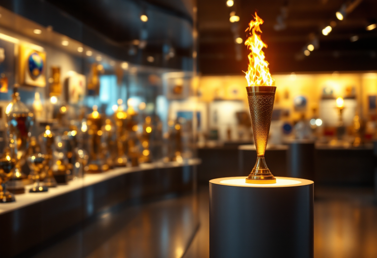 Rafael Nadal tiene la torcia olimpica in un evento sportivo