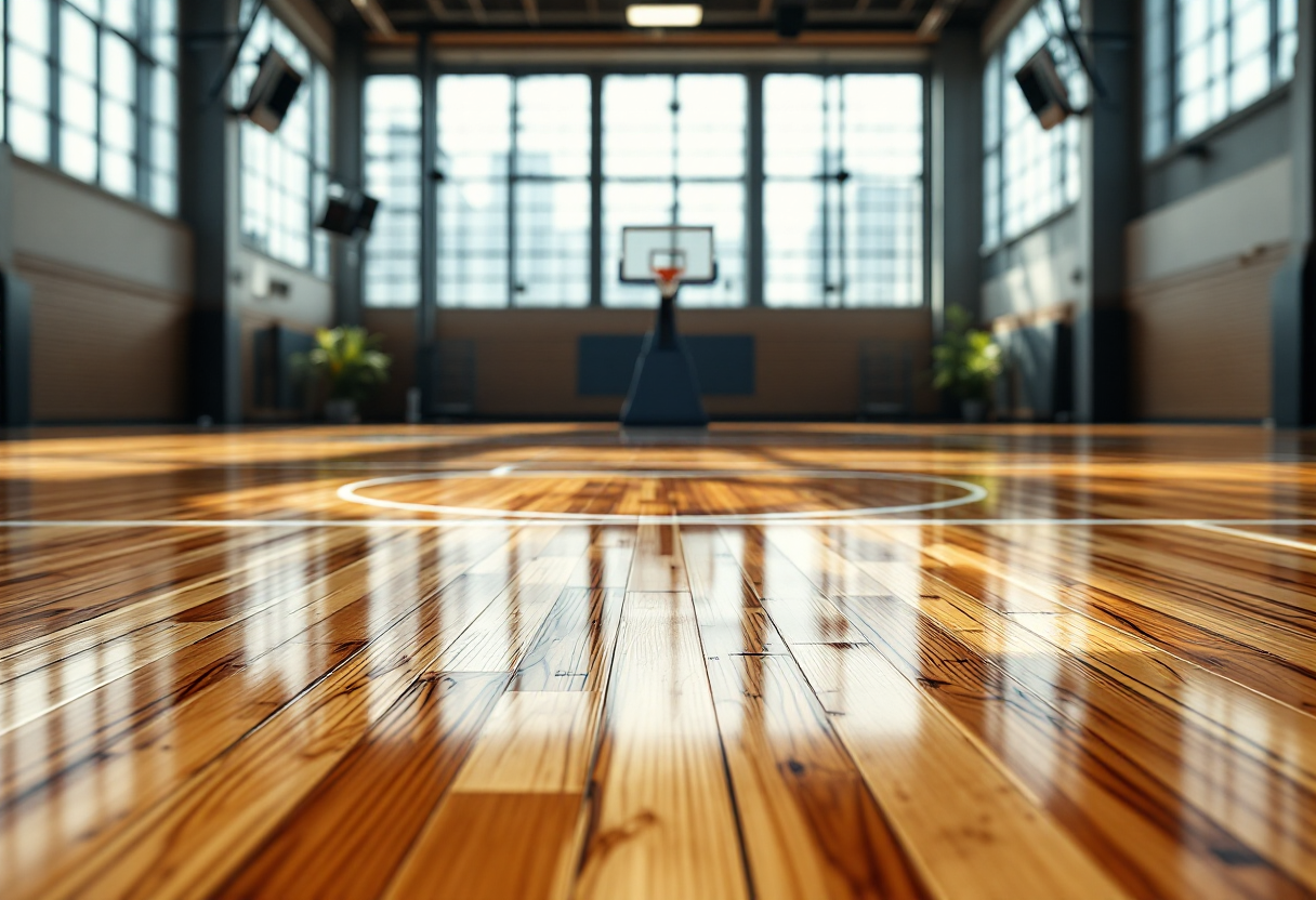 Giocatori in azione durante la partita Reyer Venezia