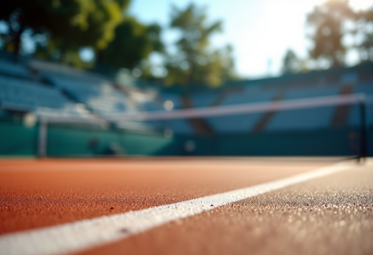 Giocatori di tennis in azione durante un torneo internazionale