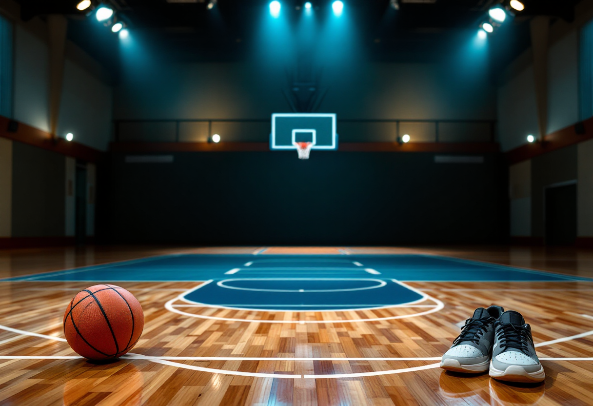 Giocatori di Umana Reyer e Dinamo Sassari in azione