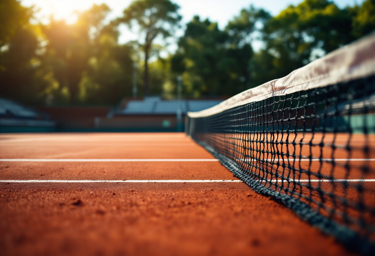 Arthur Fils in azione durante un torneo di tennis