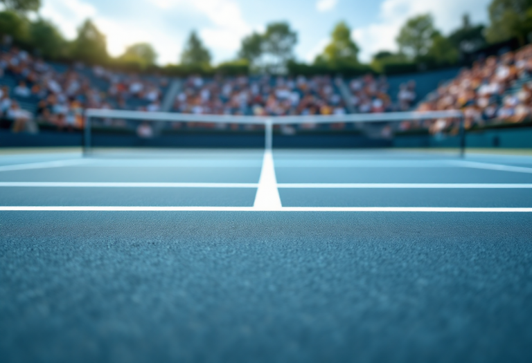 Brancaccio in azione durante i quarti di finale di tennis