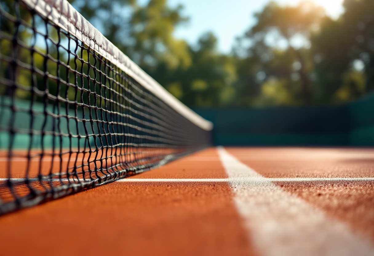 Alcaraz in azione durante una partita di tennis