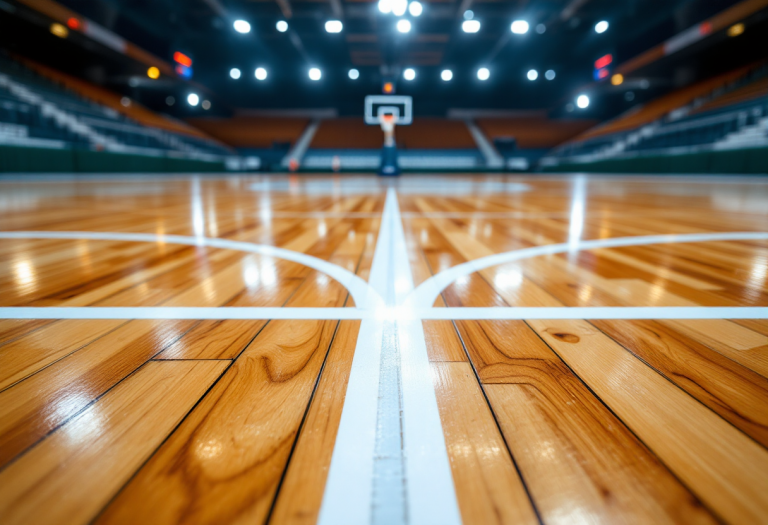 Logo dei Denver Nuggets con sfondo sportivo