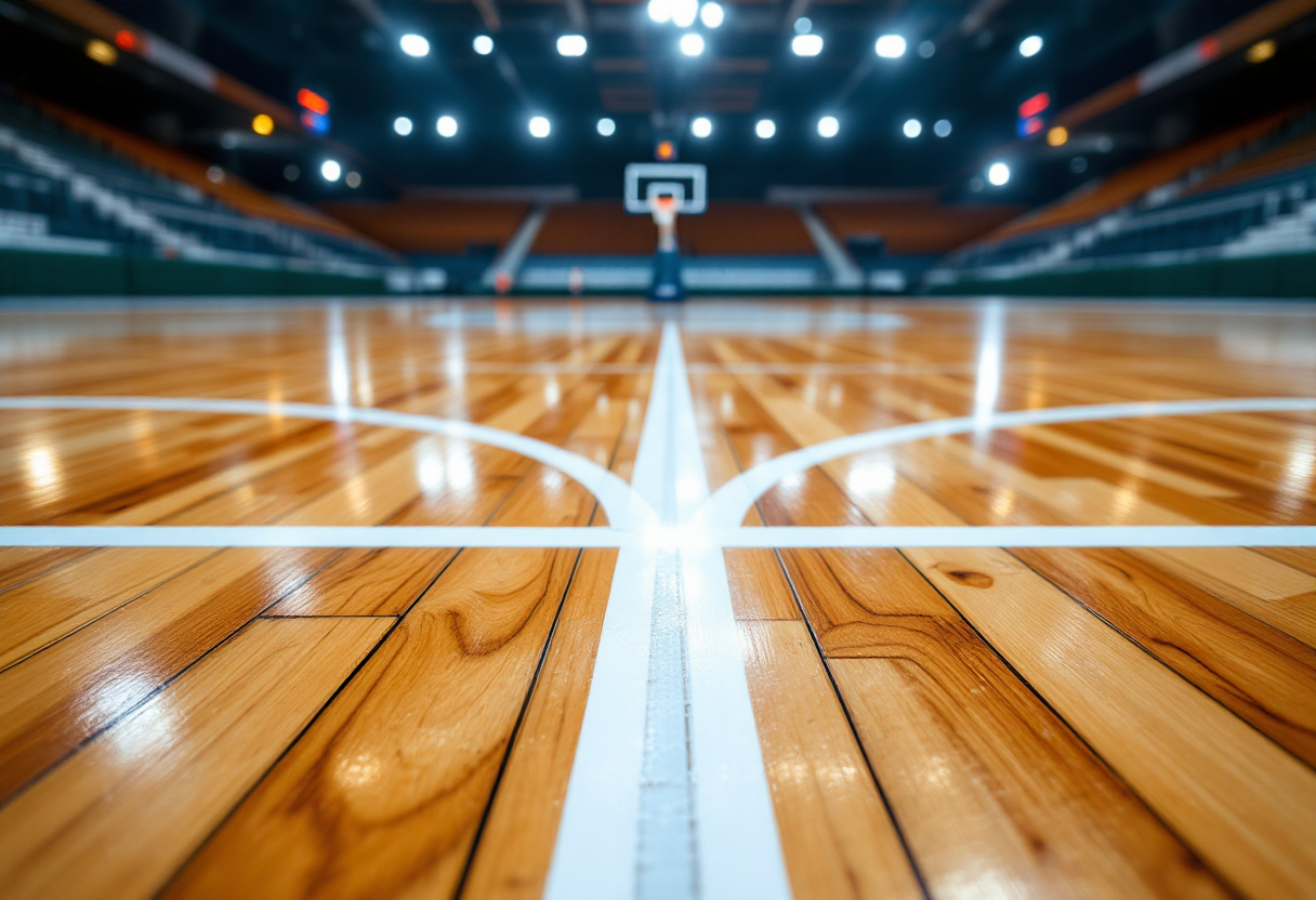 Logo dei Denver Nuggets con sfondo sportivo