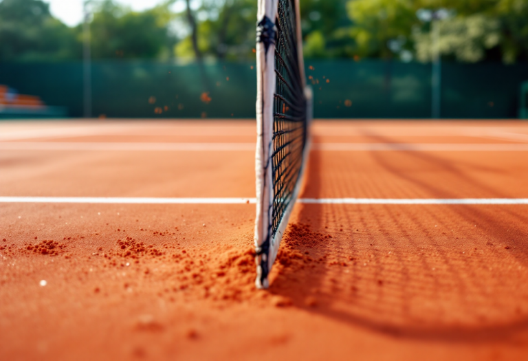 Flavio Cobolli in azione durante il torneo ATP 250 di Bucharest