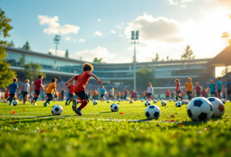 Giovani calciatori in allenamento sul campo