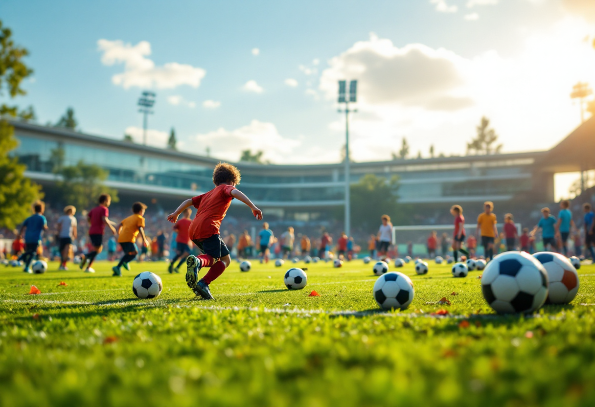 Giovani calciatori in allenamento sul campo