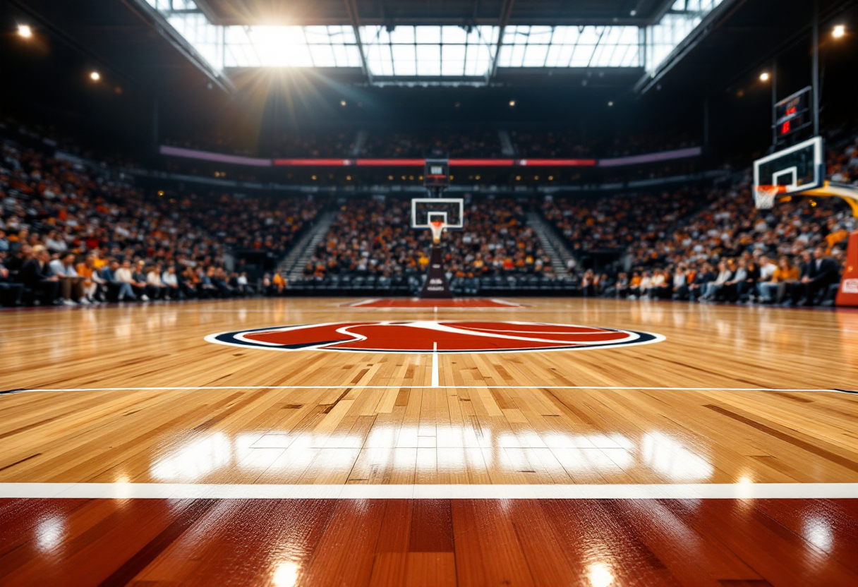 Giocatori della Germani Brescia in azione contro Virtus Bologna