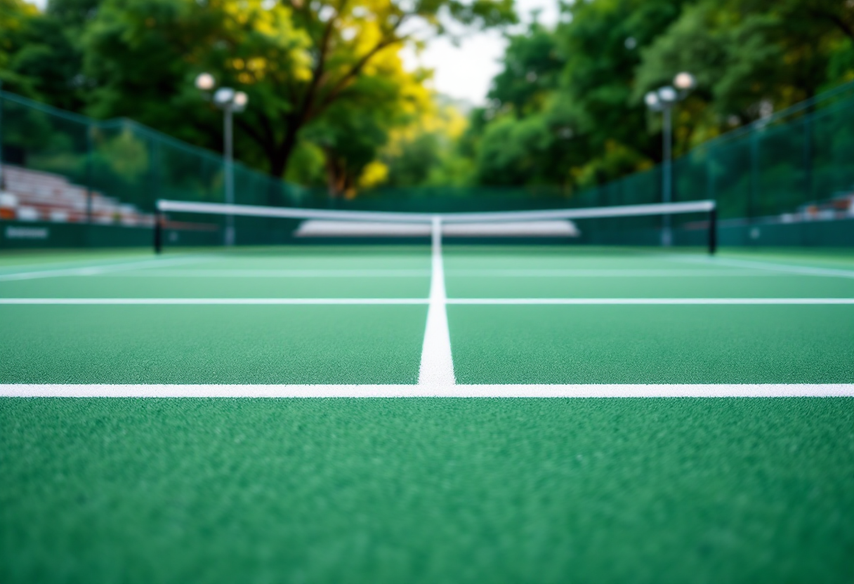 Giovani tennisti in azione sotto il sole durante un torneo