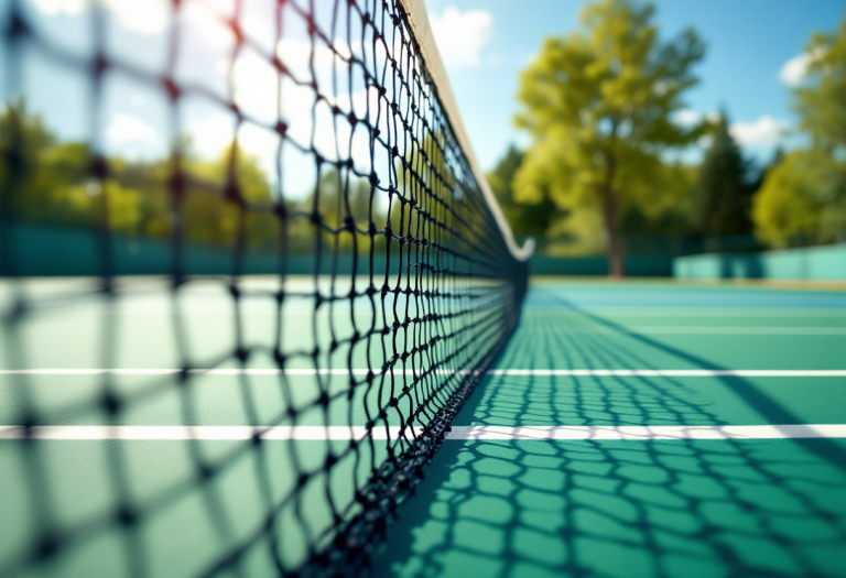 Giocatore di tennis con infortunio durante una partita