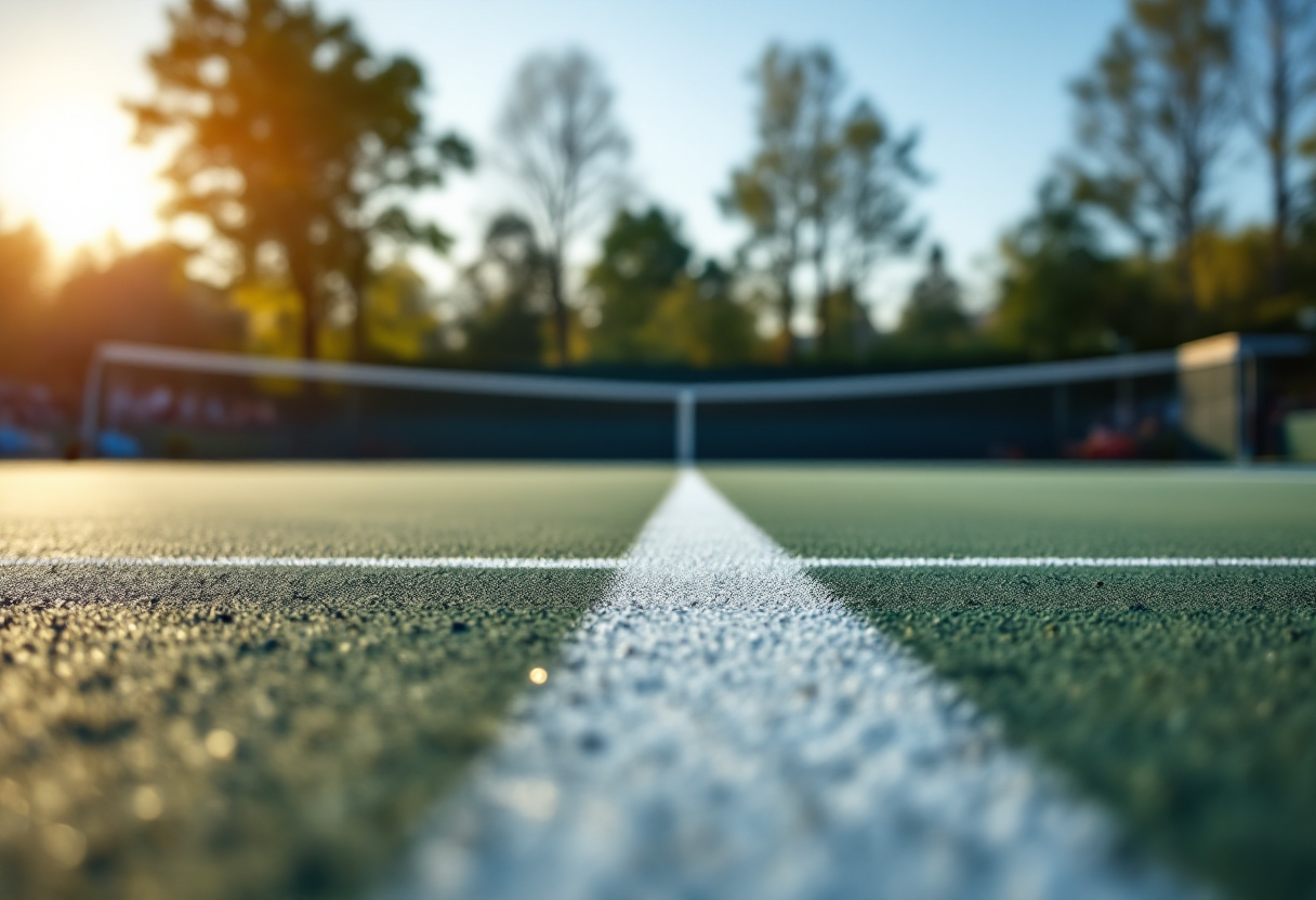 Jannik Sinner in azione durante un torneo di tennis