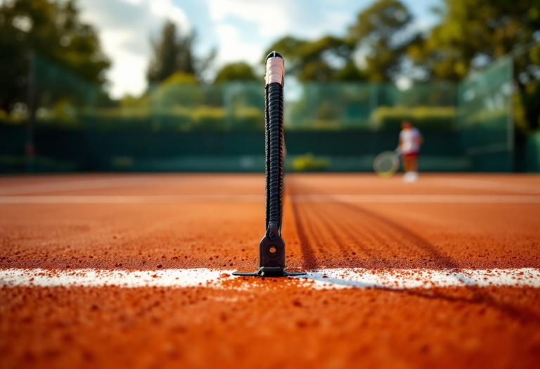 Jannik Sinner in azione durante un torneo sulla terra rossa