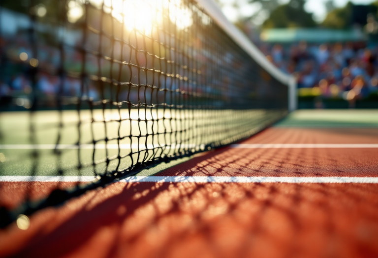 Jannik Sinner in azione durante una partita di tennis