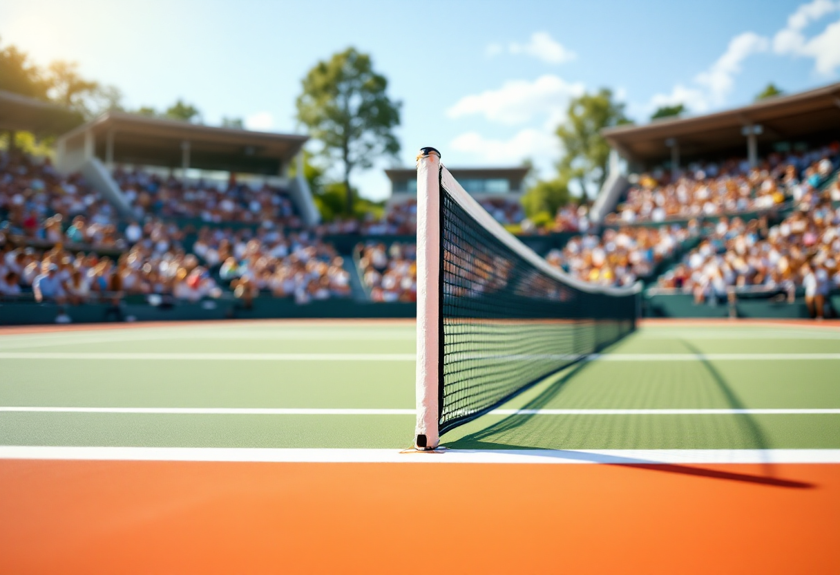 Jannik Sinner in azione durante un torneo di tennis