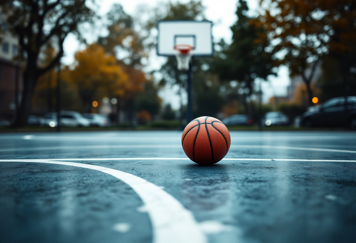 Leonardo Totè in azione con la maglia del Napoli Basket