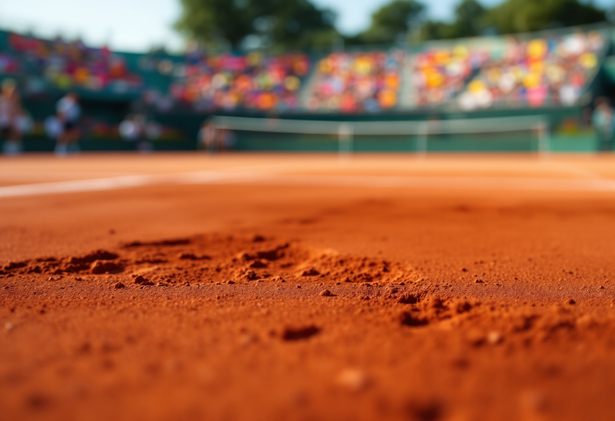 Lorenzo Musetti in azione durante un torneo di tennis