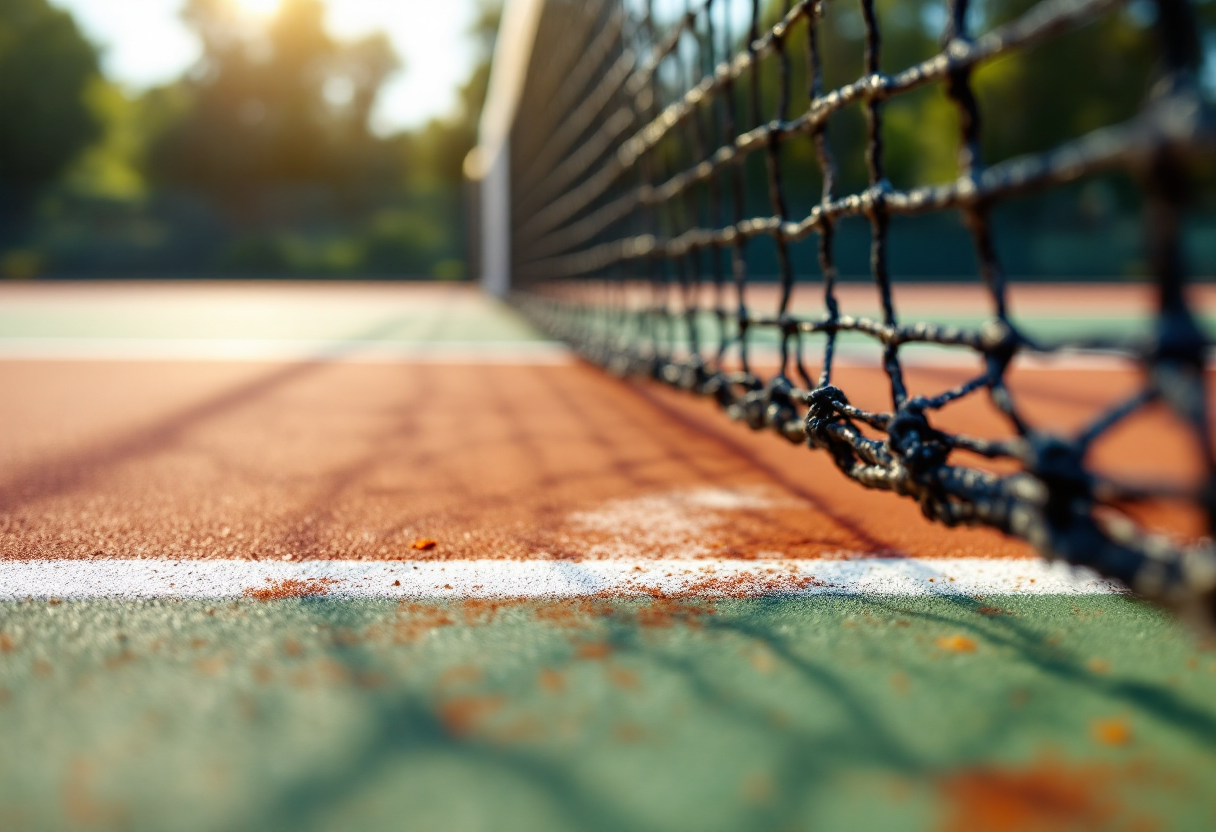 Lorenzo Musetti in azione durante la finale di Monte-Carlo