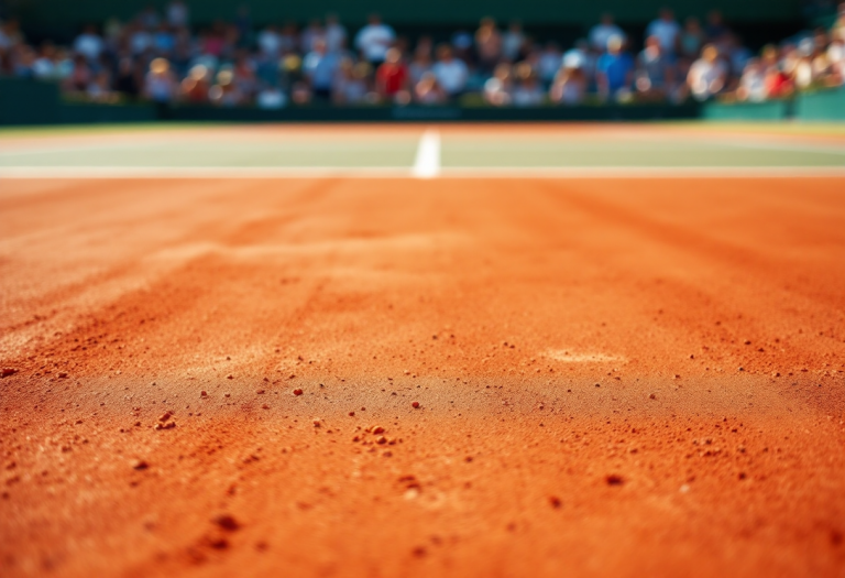 Lorenzo Musetti in azione durante un torneo di tennis
