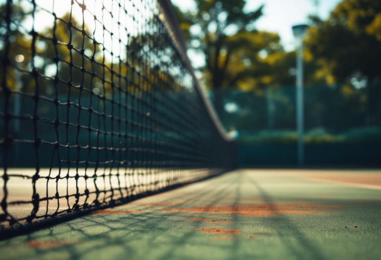 Luca Nardi in azione durante una partita di tennis