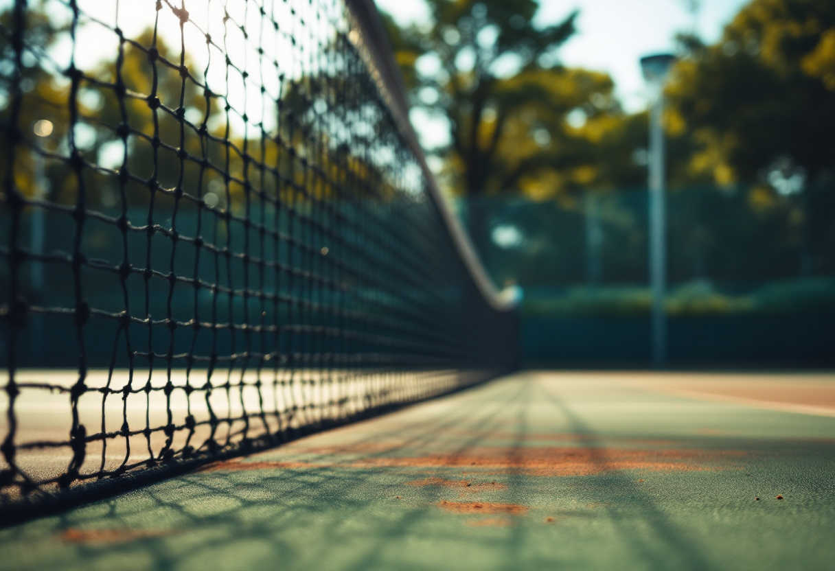 Luca Nardi in azione durante una partita di tennis