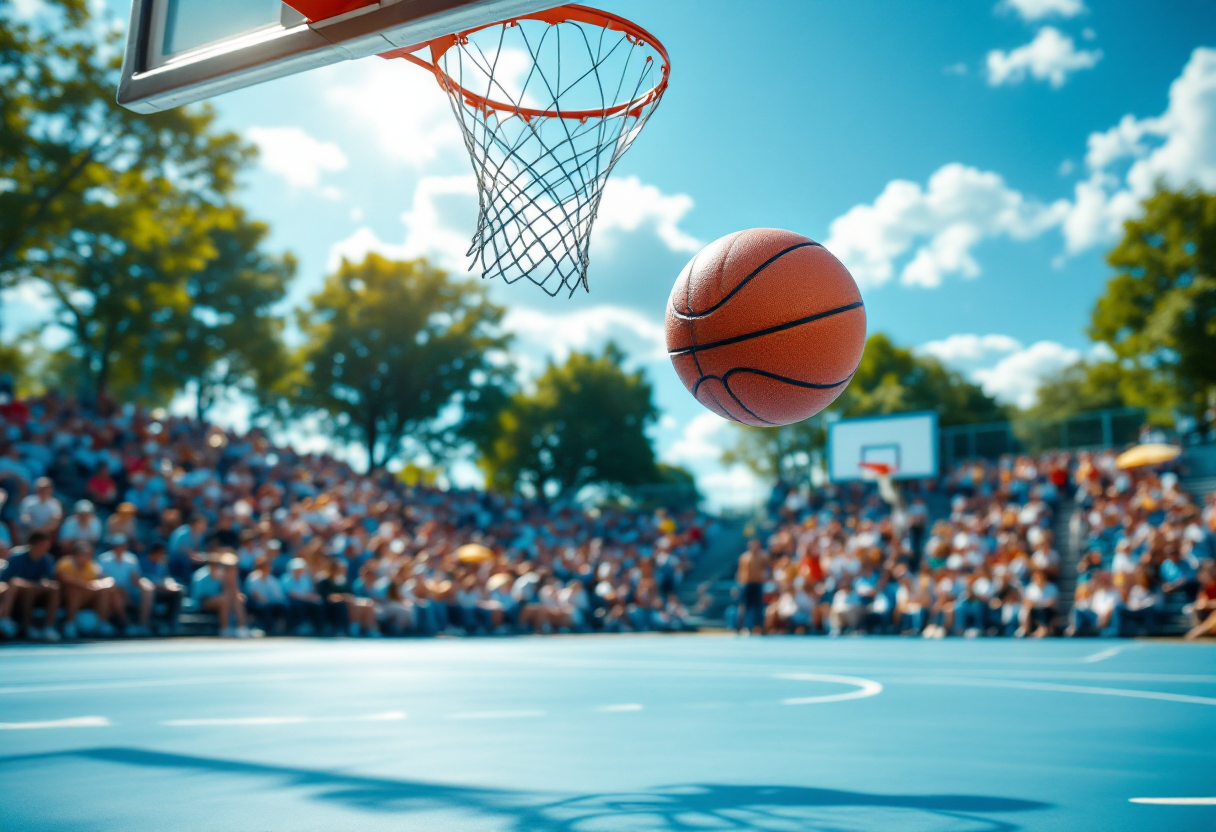 Mathias Lessort compie un gesto per distrarre gli avversari