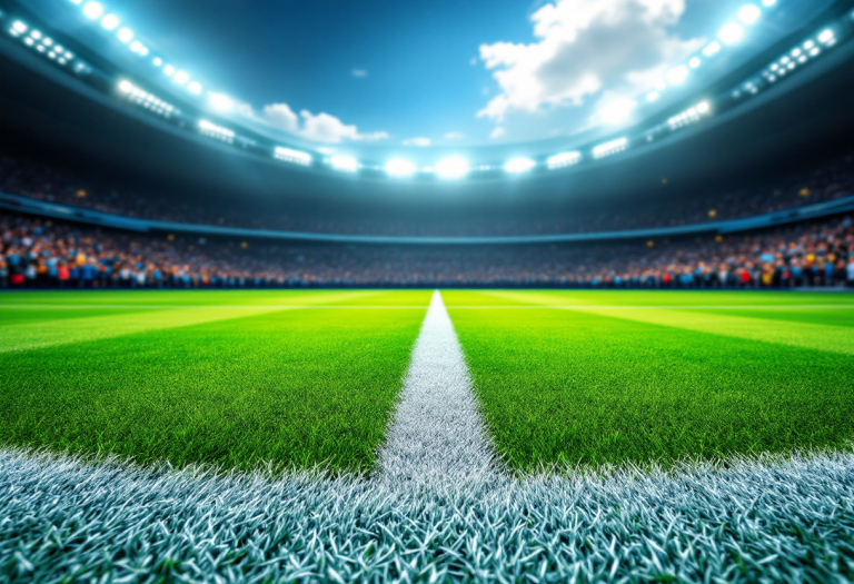 Logo del Milan con sfondo di crisi calcistica