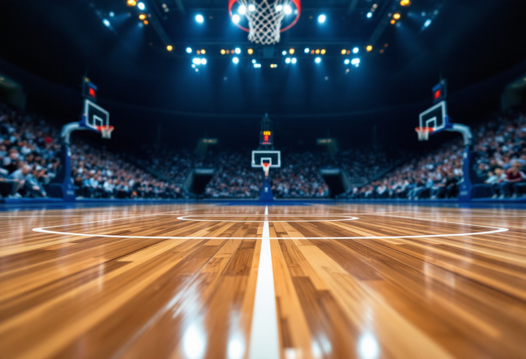 Giocatori del Napoli Basket festeggiano la vittoria