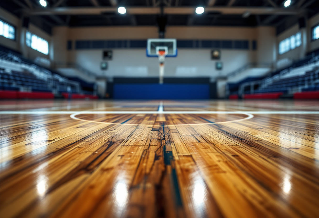 Giocatori Napoli Basket in azione contro Reggio Emilia