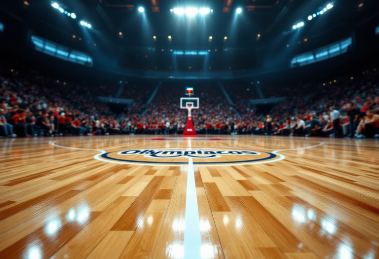 Giocatori dell'Olympiacos festeggiano la vittoria in EuroLeague