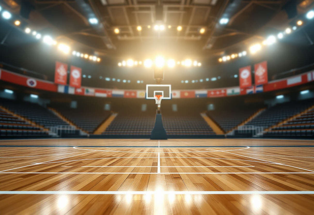 Giocatori del Paris Basketball festeggiano la vittoria