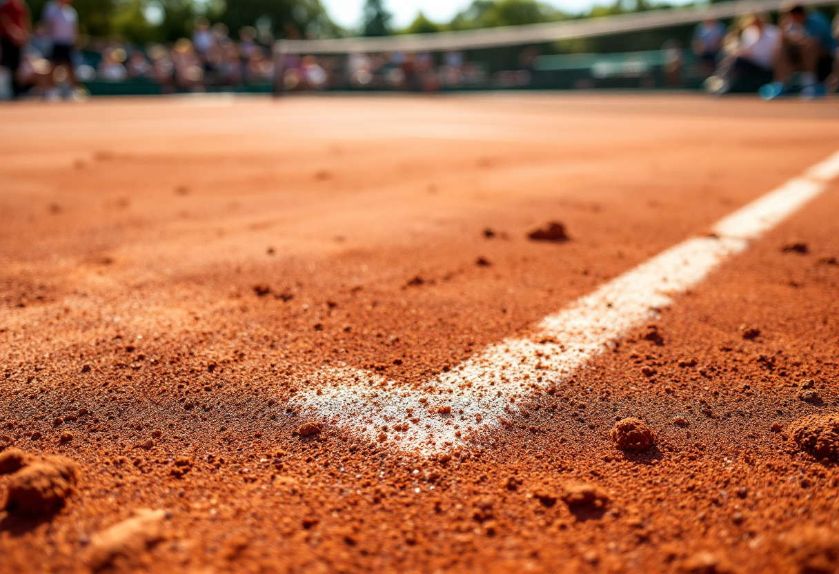 Giocatori di tennis in azione durante una competizione